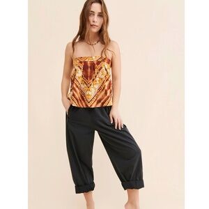 FREE PEOPLE Kendra Printed Top in Brown Size Small